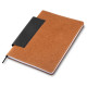 Caderno de anotações em couro reciclado com porta canetas