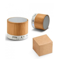 Caixa de som com microfone. Bambu. Com transmissão por bluetooth