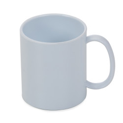 Caneca de 350ml inteira lisa na cor branca, Material plástico resistente.