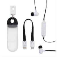 Fone de Ouvido Bluetooth com Estojo e Cabo
