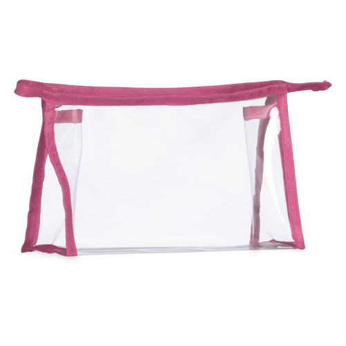 Necessaire plástica transparente com detalhe colorido em nylon Necessaire plástica transparente com detalhe colorido em nylon