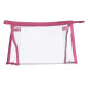 Necessaire plástica transparente com detalhe colorido em nylon Necessaire plástica transparente com detalhe colorido em nylon